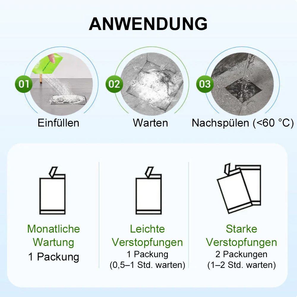 💥 Leistungsstarkes tägliches Rohrreinigungspulver – Schnellwirkend, sicher & schonend für Küche, Bad & Dusche 🏠