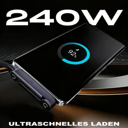 ⚡🔋MFi-zertifiziertes 2-in-1-Schnellladekabel mit integriertem Handy-Ständer – Ultraschnelle 240 W Leistung, offiziell von Apple autorisiert✅