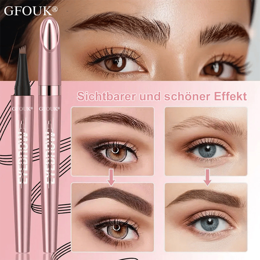 🪄3D Microblading Augenbrauenstift (4 Spitzen) – Wasserfest, Wischfest & Natürlicher Look – 24h Halt