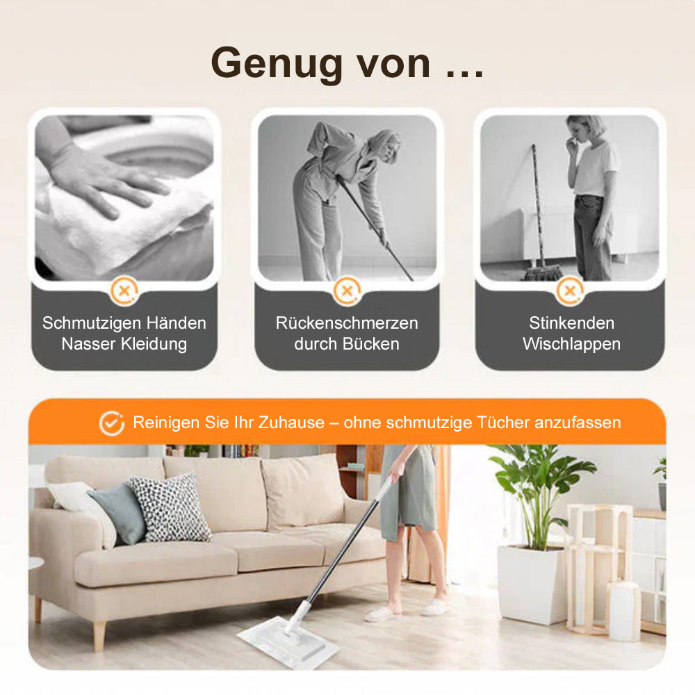 ✨ 360° Mehrzweck-Magie-Mopp – Nass- & Trockenreiniger für Böden, Wände & Fenster (Jedes Tuch verwendbar)