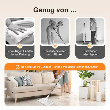 ✨ 360° Mehrzweck-Magie-Mopp – Nass- & Trockenreiniger für Böden, Wände & Fenster (Jedes Tuch verwendbar)