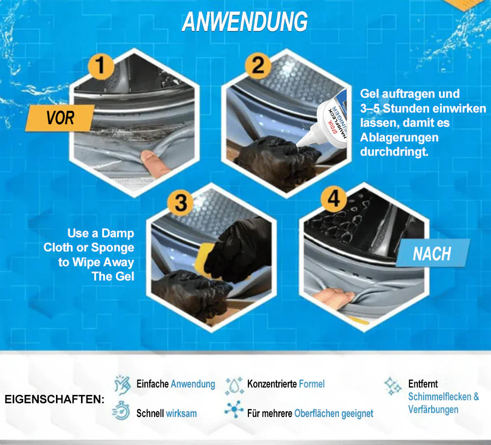 ✨ Magic Schimmel-Entferner Gel – Beseitigt Schwarzschimmel & Stockflecken auf Silikonfugen, Fliesen & Duschen (Ohne Schrubben)