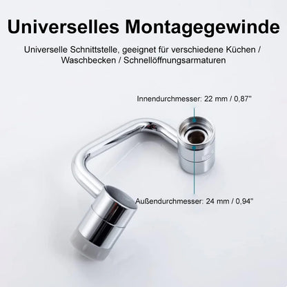 ✨ 1440° Drehbarer Wasserhahn-Aufsatz – Universal Schwenkarm für Bad & Küche (2 Strahlarten)