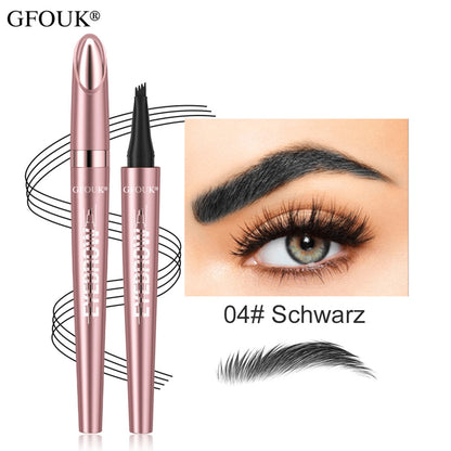 🪄3D Microblading Augenbrauenstift (4 Spitzen) – Wasserfest, Wischfest & Natürlicher Look – 24h Halt