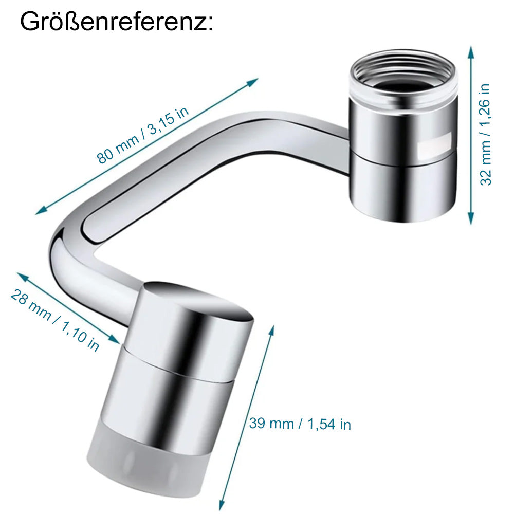 ✨ 1440° Drehbarer Wasserhahn-Aufsatz – Universal Schwenkarm für Bad & Küche (2 Strahlarten)