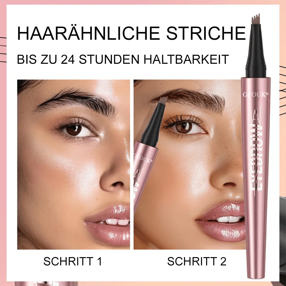 🪄3D Microblading Augenbrauenstift (4 Spitzen) – Wasserfest, Wischfest & Natürlicher Look – 24h Halt