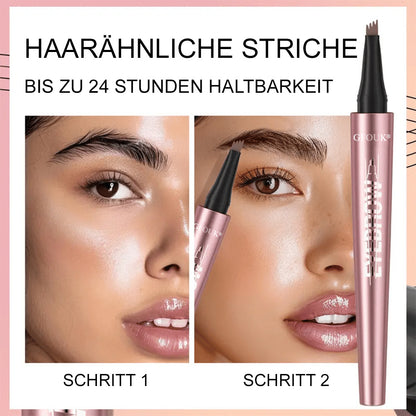 🪄3D Microblading Augenbrauenstift (4 Spitzen) – Wasserfest, Wischfest & Natürlicher Look – 24h Halt