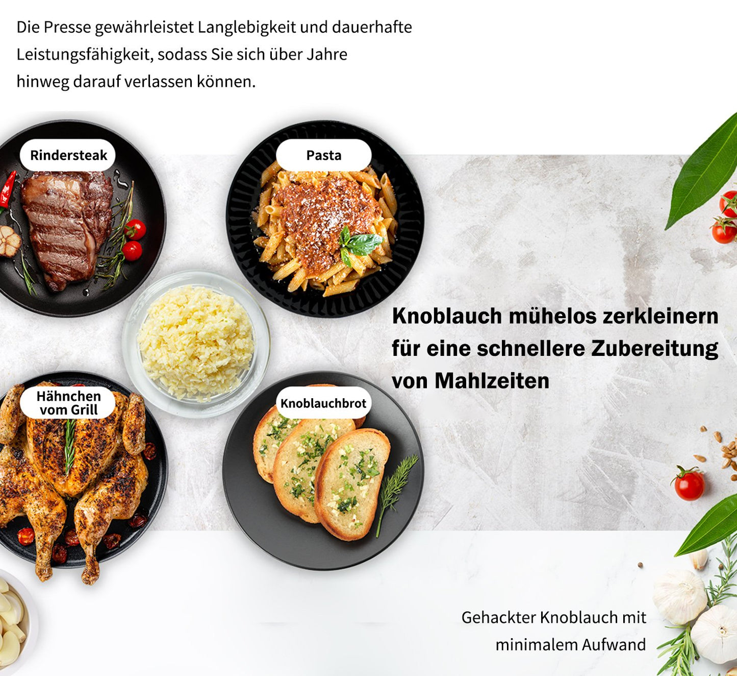 ✨ Profi Edelstahl Knoblauchpresse – Manuelle Wippe für Knoblauch & Ingwer (Spülmaschinenfest)