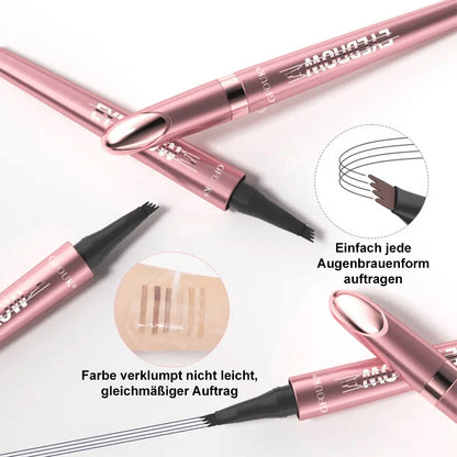 🪄3D Microblading Augenbrauenstift (4 Spitzen) – Wasserfest, Wischfest & Natürlicher Look – 24h Halt