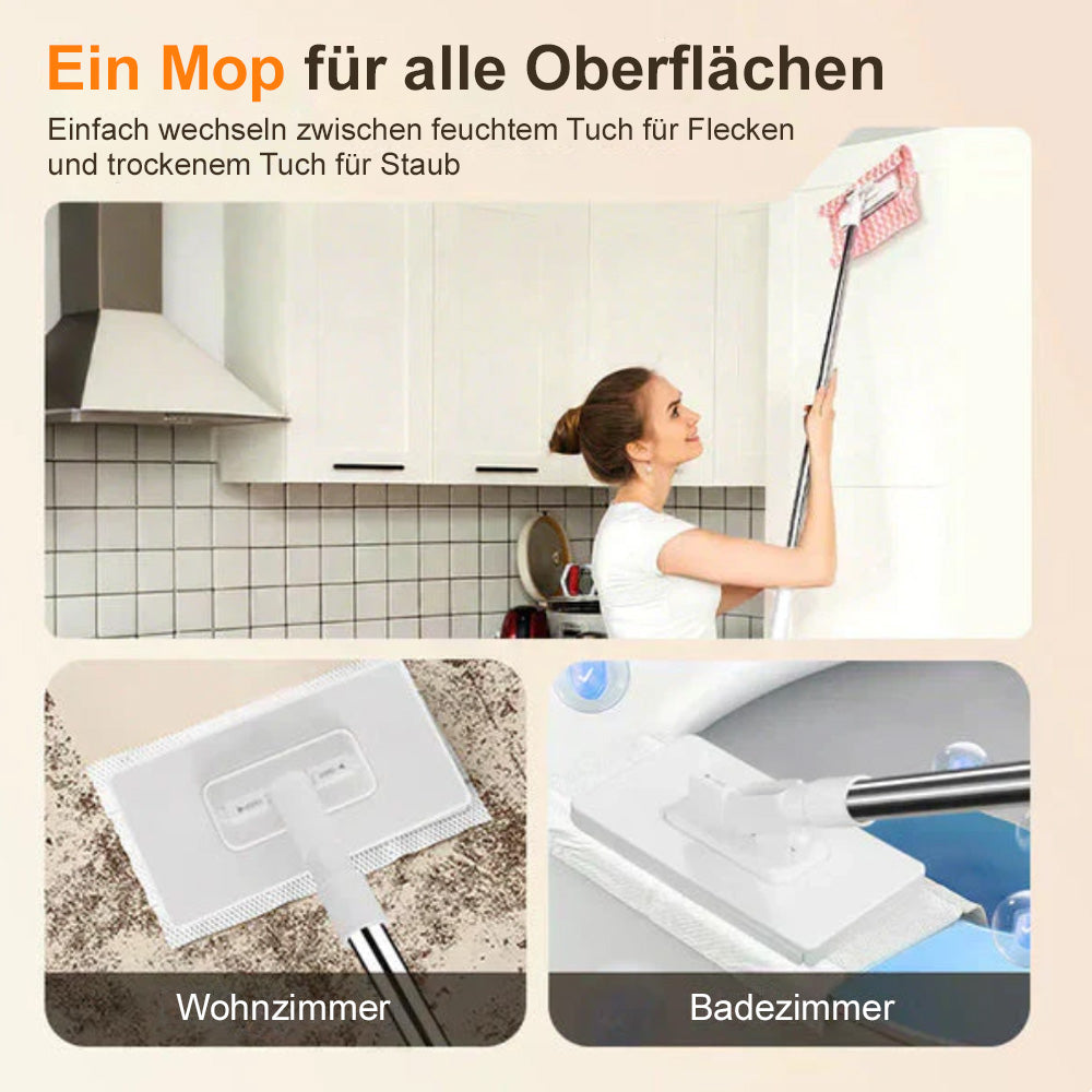 ✨ 360° Mehrzweck-Magie-Mopp – Nass- & Trockenreiniger für Böden, Wände & Fenster (Jedes Tuch verwendbar)