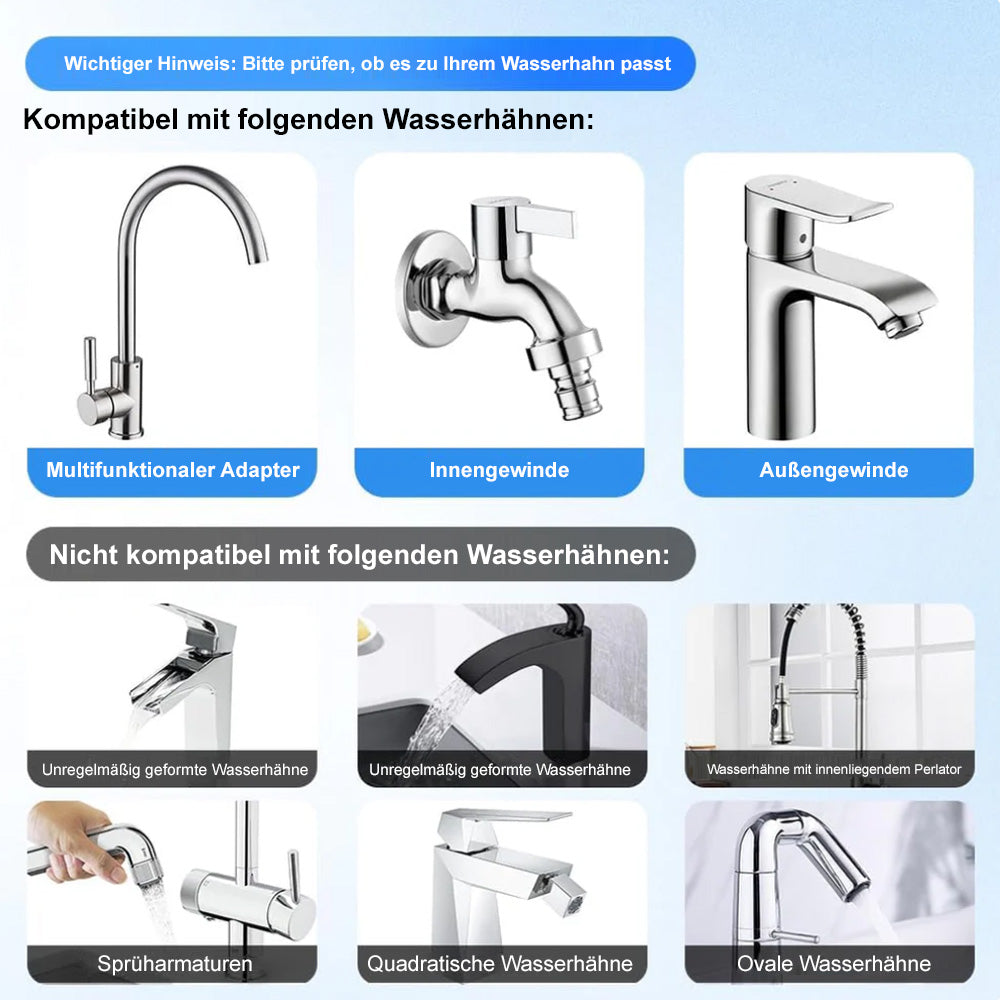 ✨ 1440° Drehbarer Wasserhahn-Aufsatz – Universal Schwenkarm für Bad & Küche (2 Strahlarten)