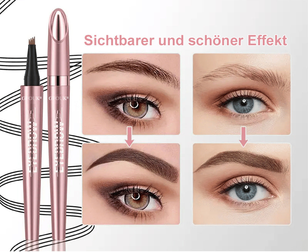🪄3D Microblading Augenbrauenstift (4 Spitzen) – Wasserfest, Wischfest & Natürlicher Look – 24h Halt