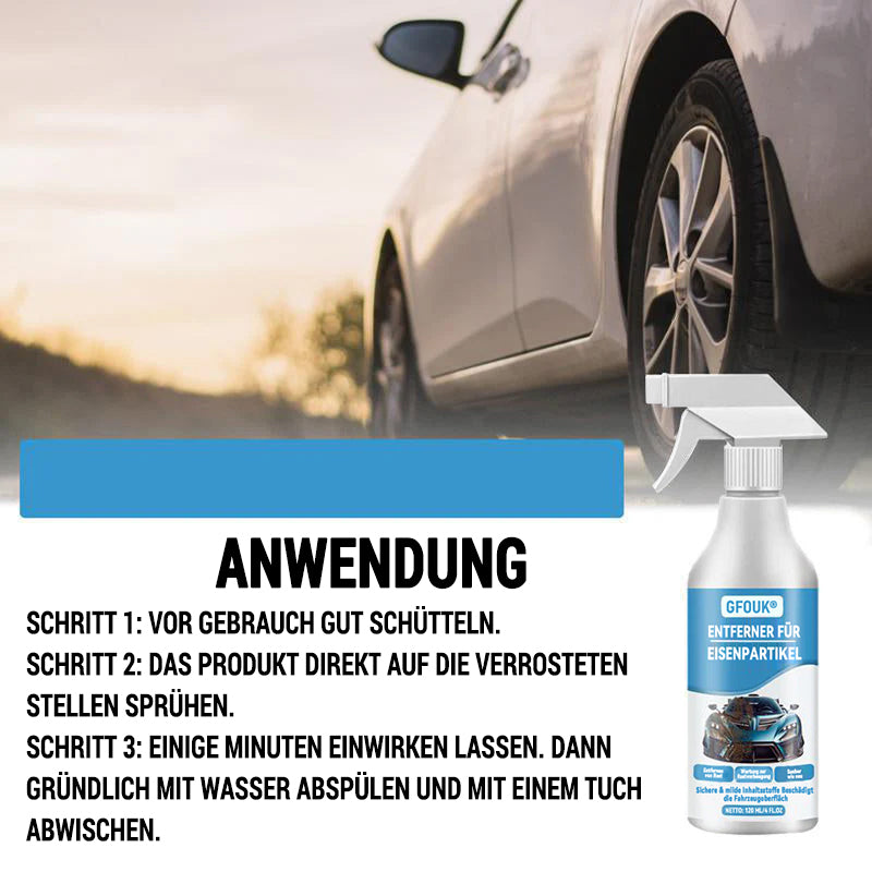 🚗 Auto Flugrostentferner & Rostlöser Spray – Entfernt Eisenpartikel & Bremsstaub ✨ (Lackschonend)